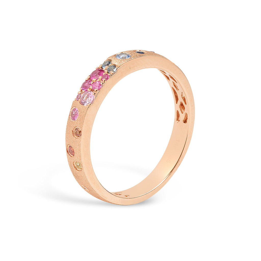 Rainbow Sapphire Confetti Stackable Band