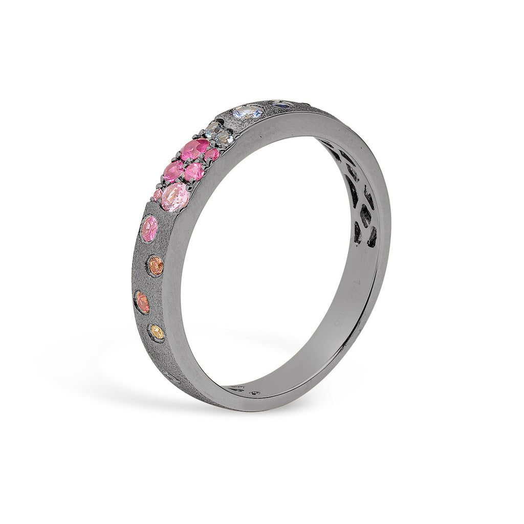 Rainbow Sapphire Confetti Stackable Band