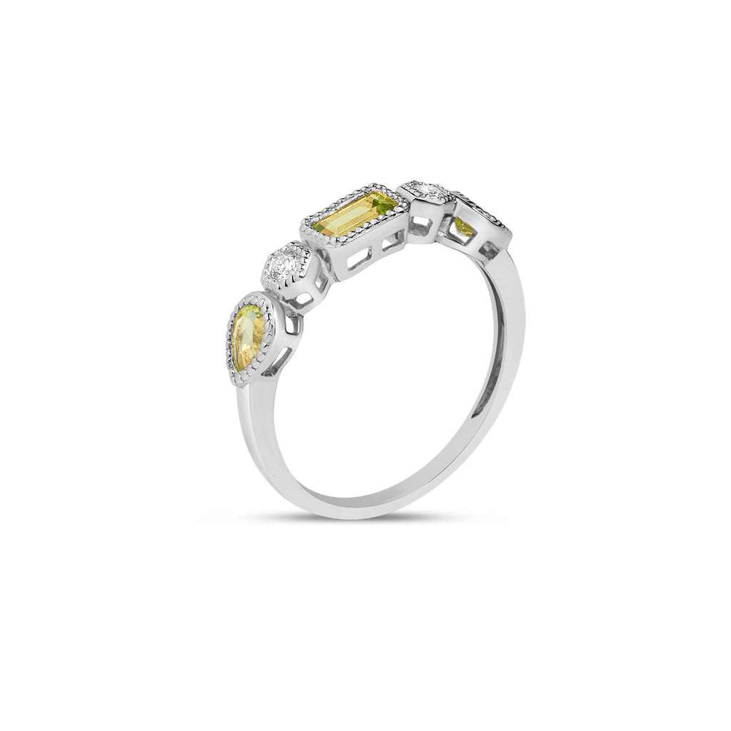 Peridot & Diamond 5 Stone Band