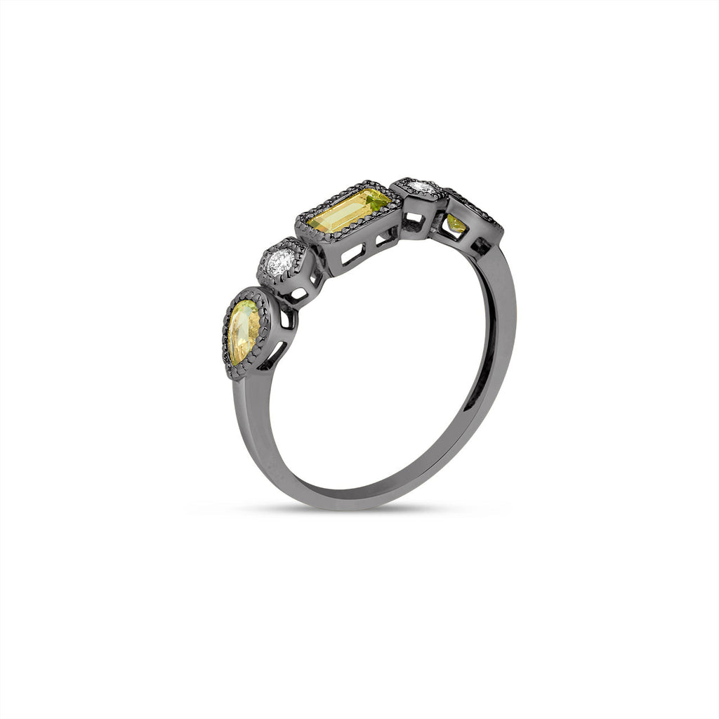 Peridot & Diamond 5 Stone Band