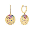 Rainbow Sapphire & Diamond Confetti Disc Dangle Earring