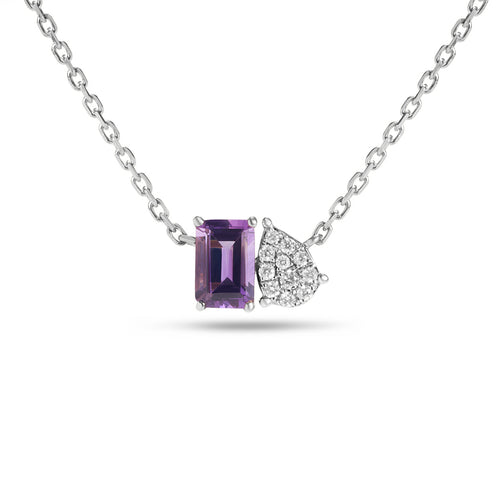 Amethyst & Diamond Toi et Moi Necklace