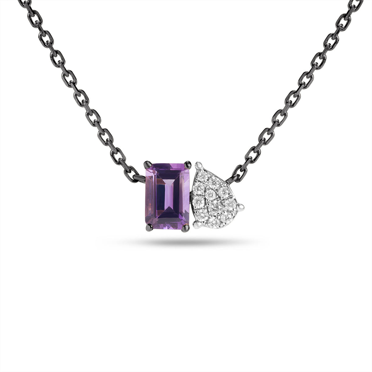 Amethyst & Diamond Toi et Moi Necklace