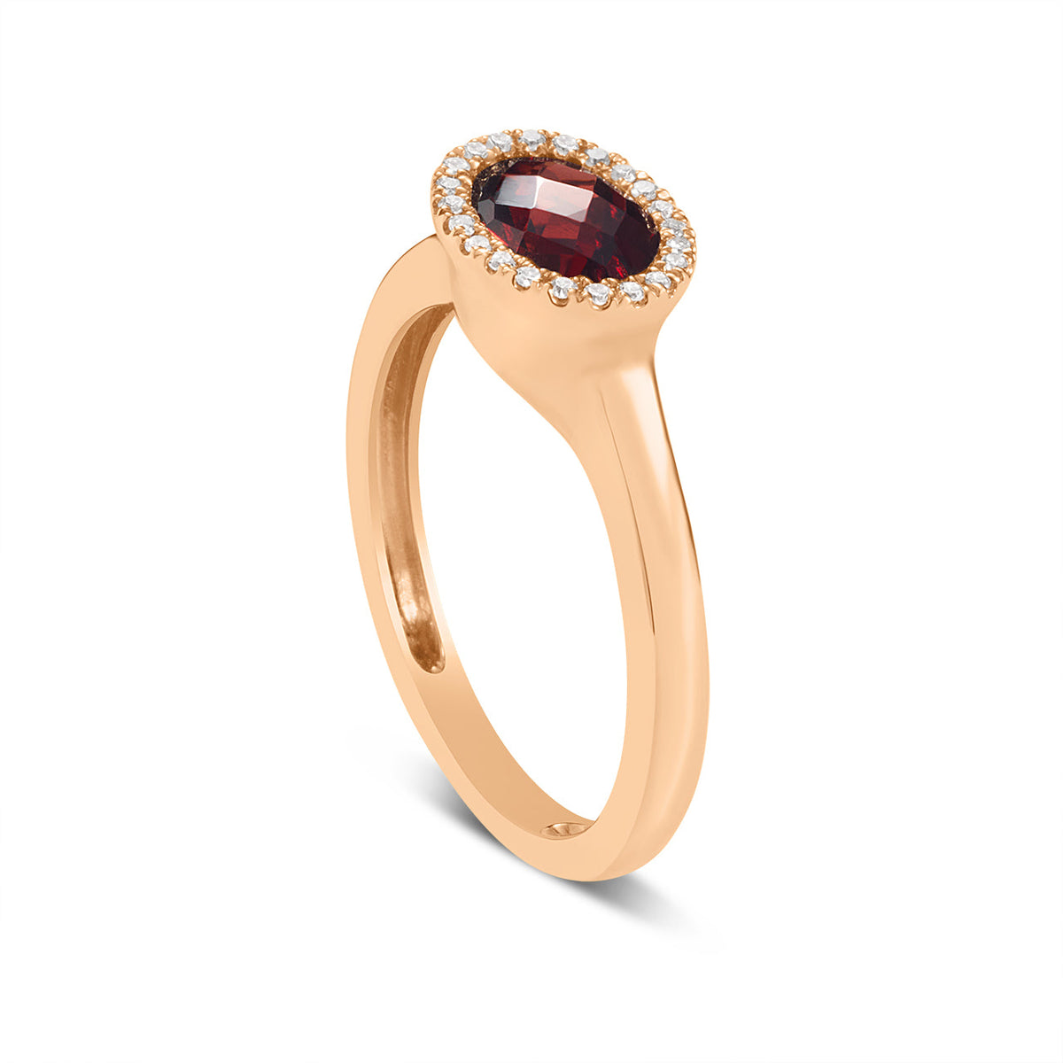 Garnet & Diamond East-West Ring
