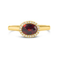 Garnet & Diamond East-West Ring