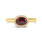 Garnet & Diamond East-West Ring