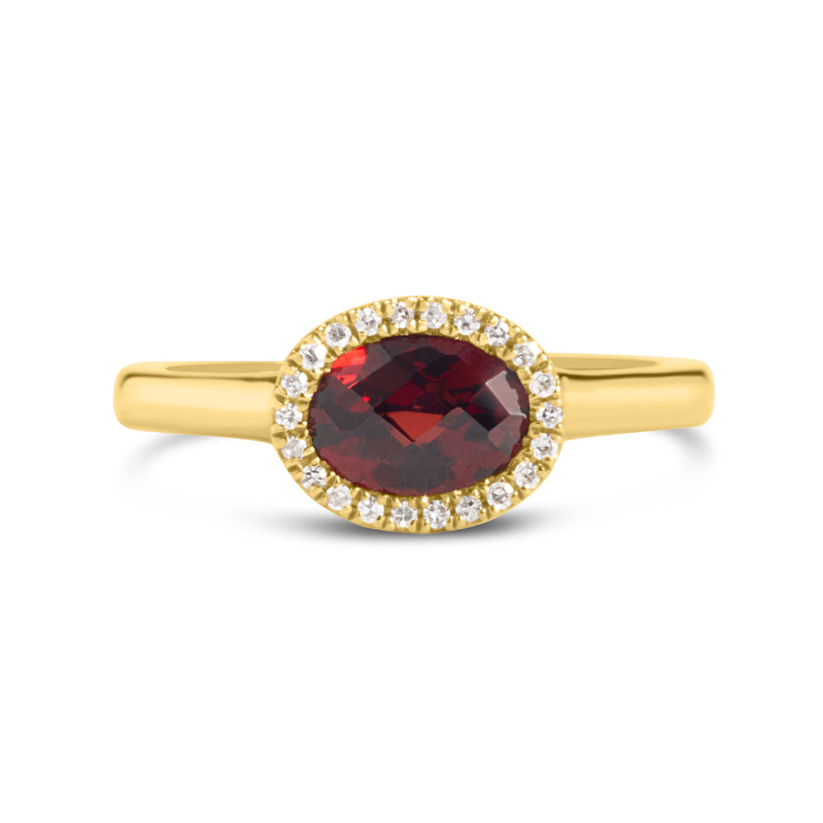 Garnet & Diamond East-West Ring