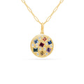Rainbow Sapphire & Diamond Princess Disc Necklace