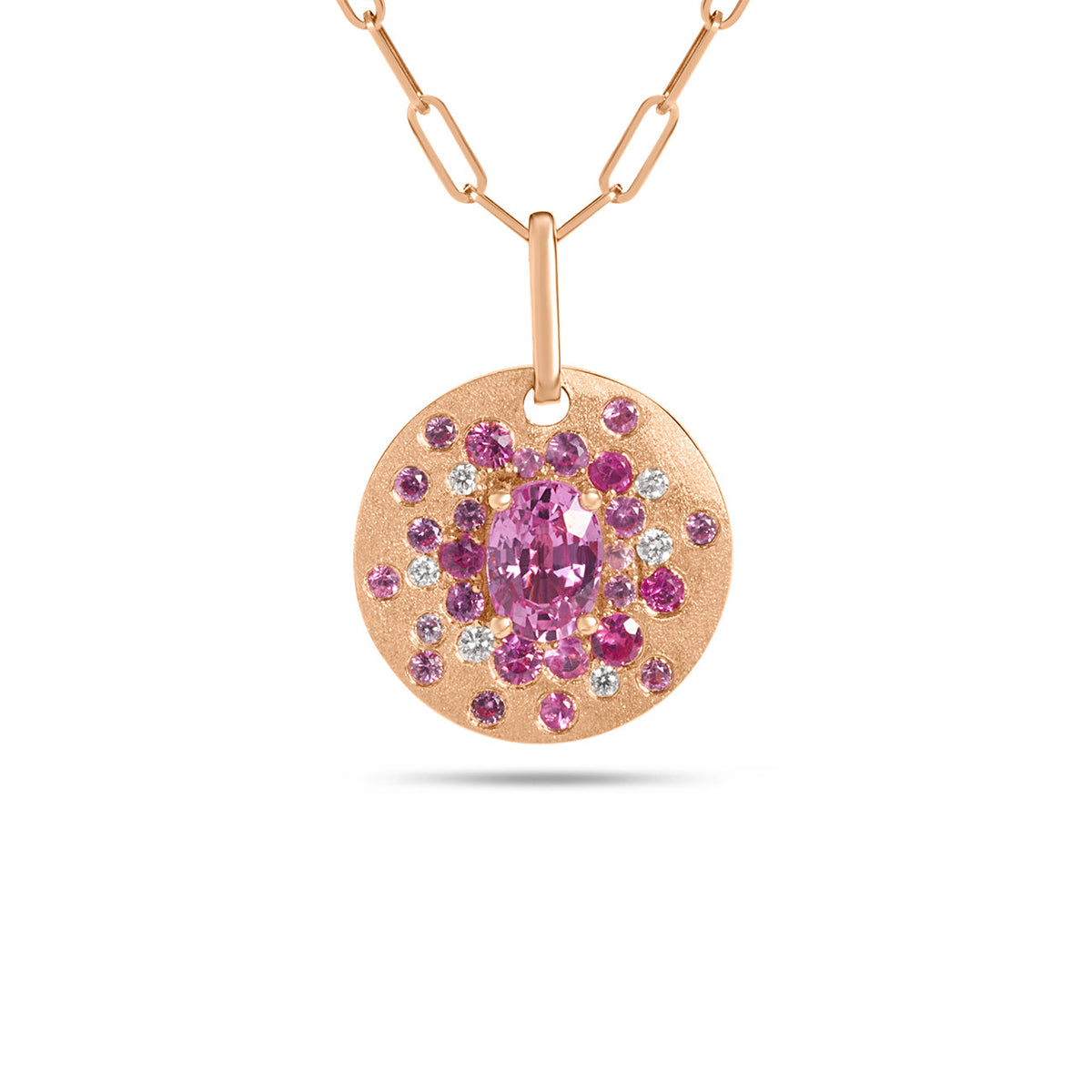 Pink Sapphire & Diamond Confetti Burst Necklace