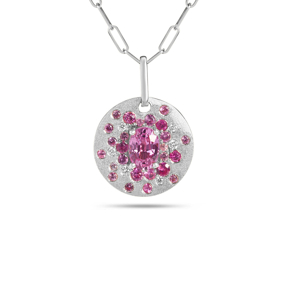 Pink Sapphire & Diamond Confetti Burst Necklace