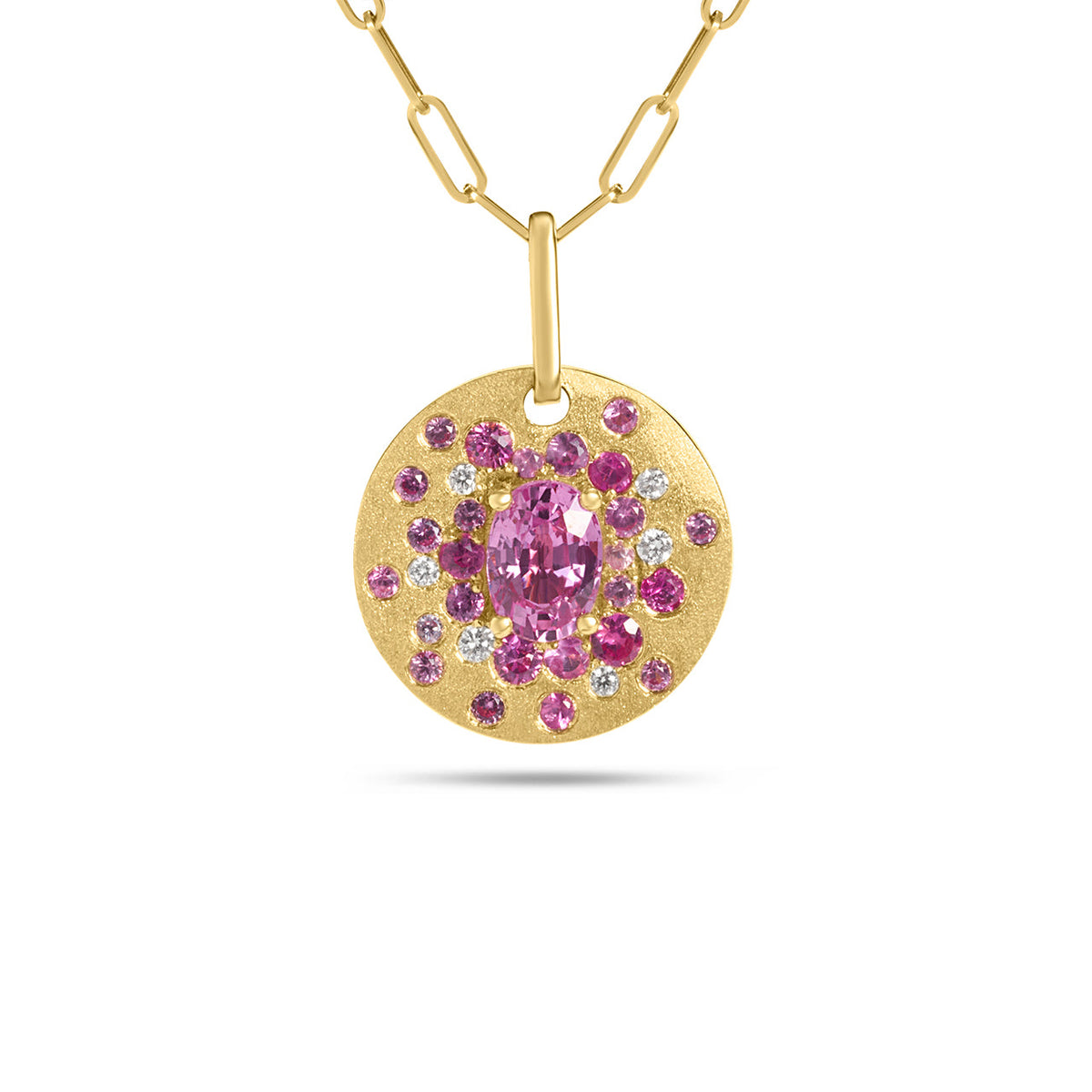 Pink Sapphire & Diamond Confetti Burst Necklace