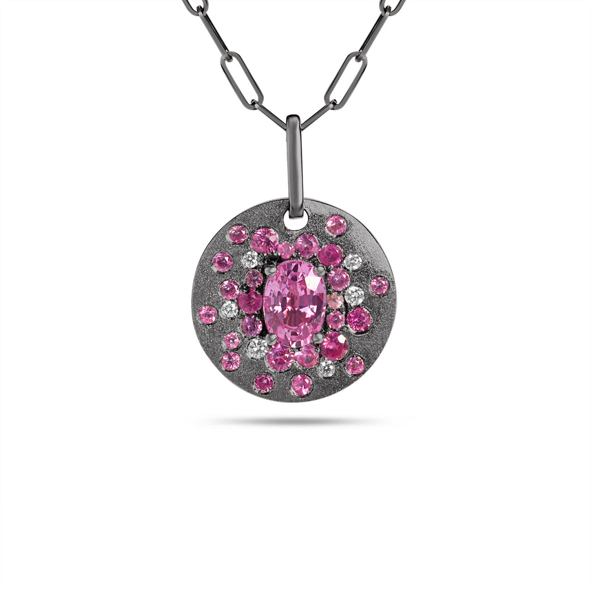 Pink Sapphire & Diamond Confetti Burst Necklace