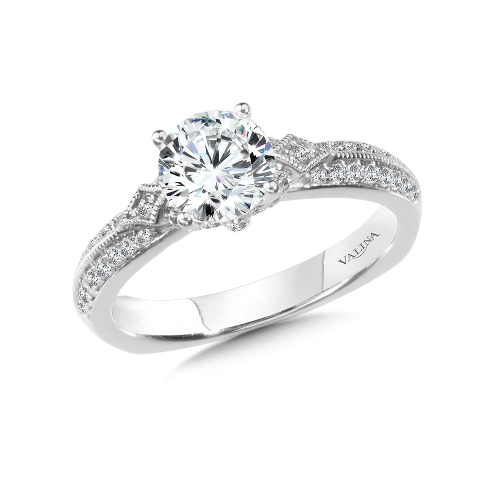 Spiral Style Diamond Engagement Ring — R1002W