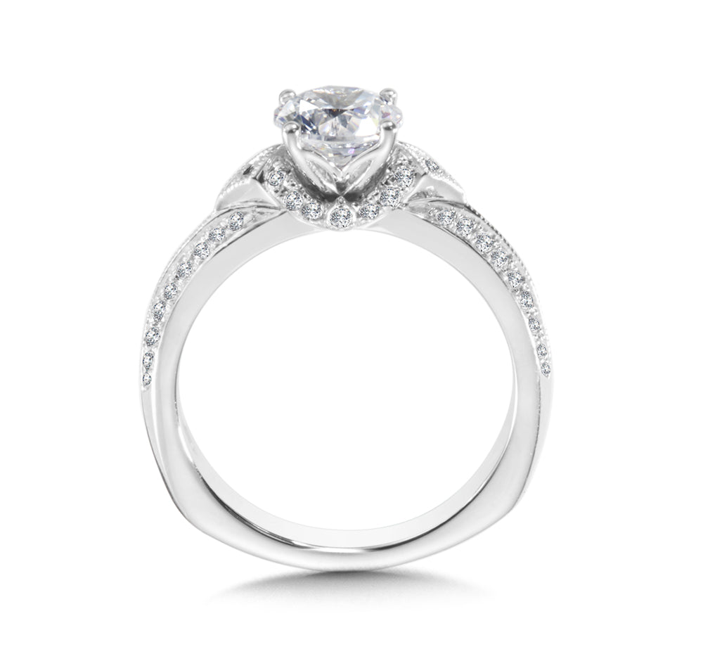 Spiral Style Diamond Engagement Ring — R1002W
