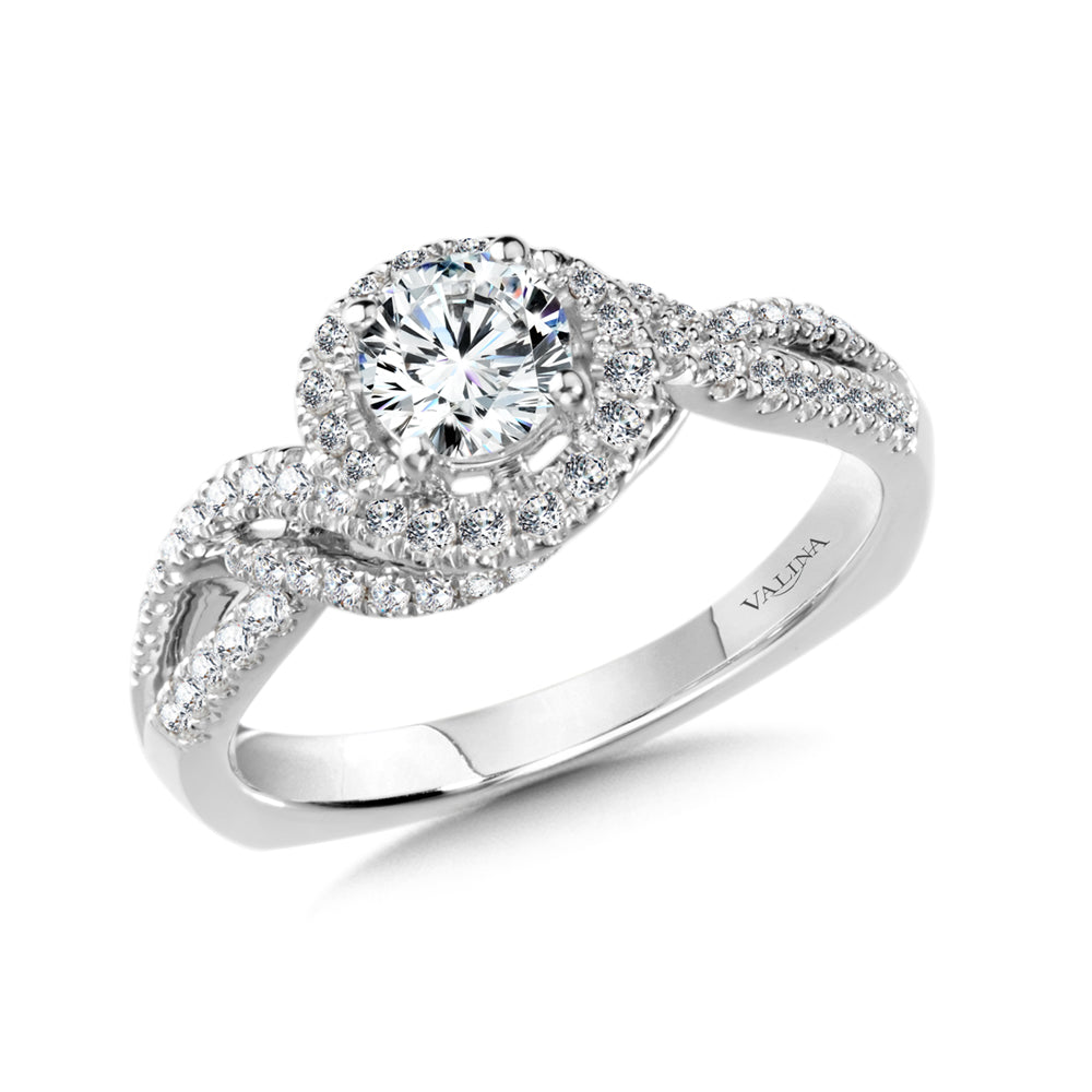 Halo Style Engagement Ring — R1004W