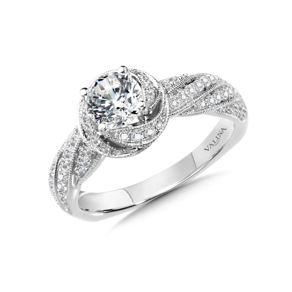 Diamond Halo Style Engagement Ring — R1006W