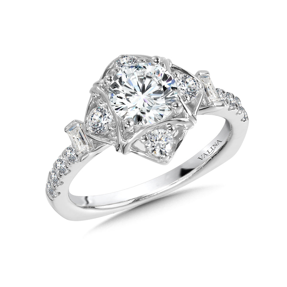 Cushion-Shaped Halo Engagement Ring — R1018W