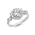 Hexagon-Shaped Halo Diamond Engagement Ring — R1022W