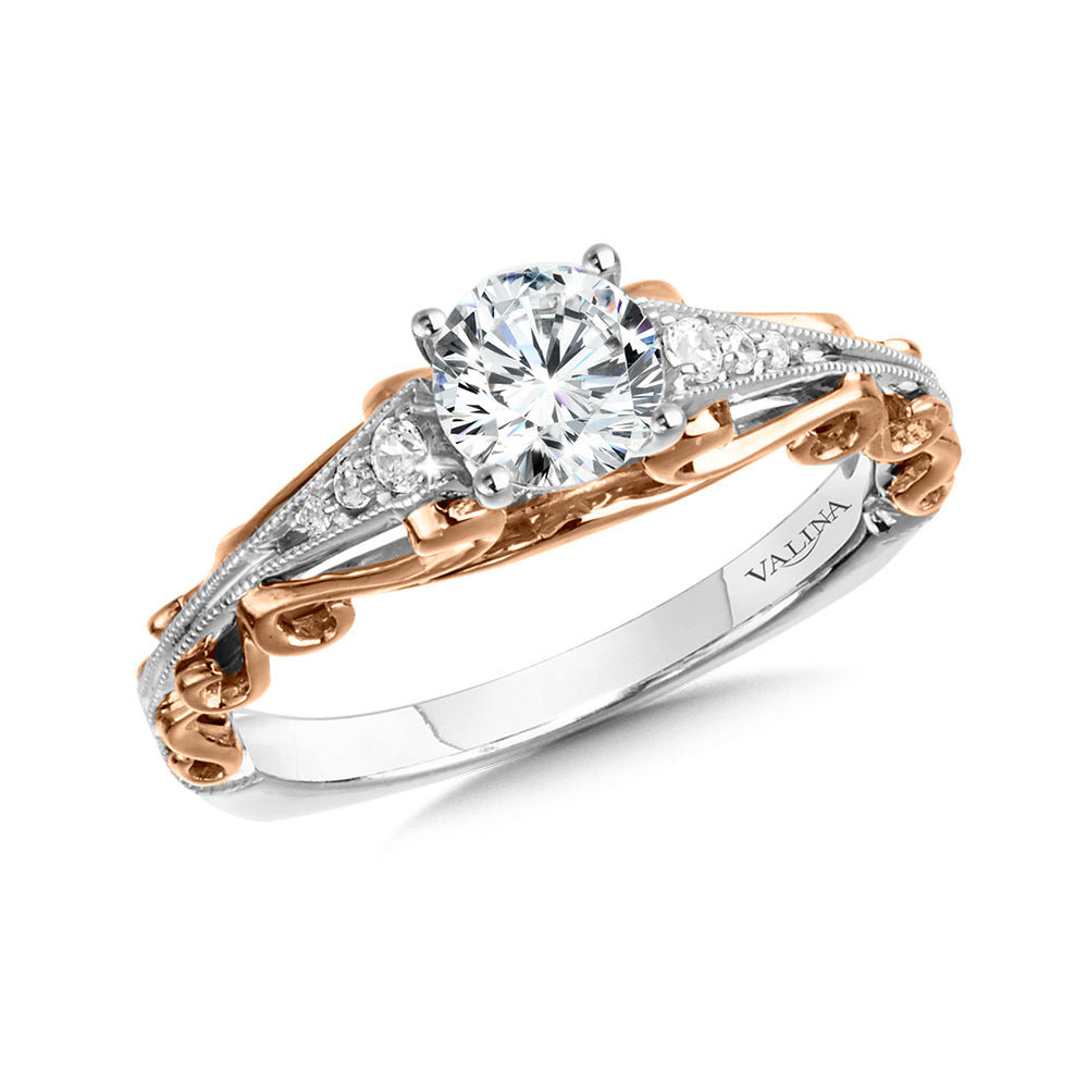 Decorative Tapered Diamond Engagement Ring — R1030WP