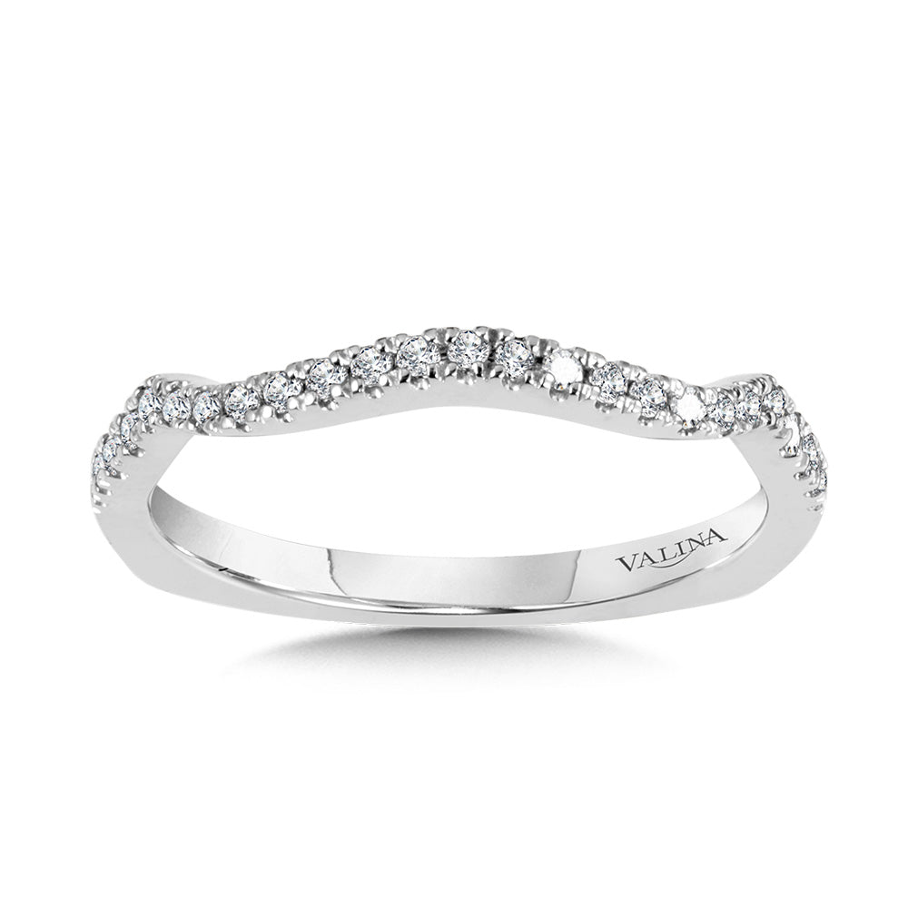 Curved Fishtail Diamond Wedding Band — R1031BW
