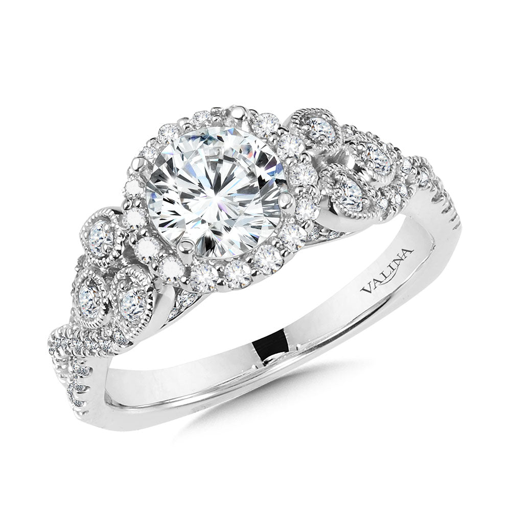 Vintage Diamond Halo Engagement Ring — R1031W