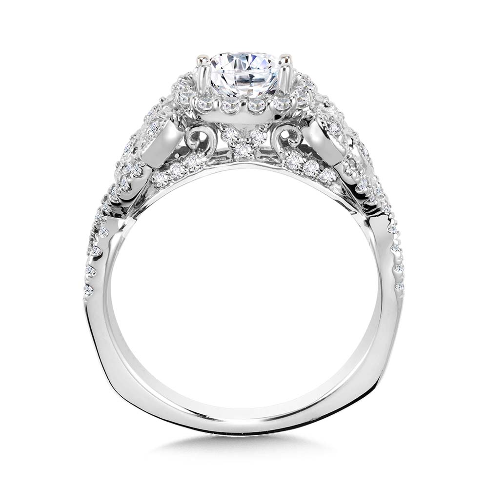 Vintage Diamond Halo Engagement Ring — R1031W