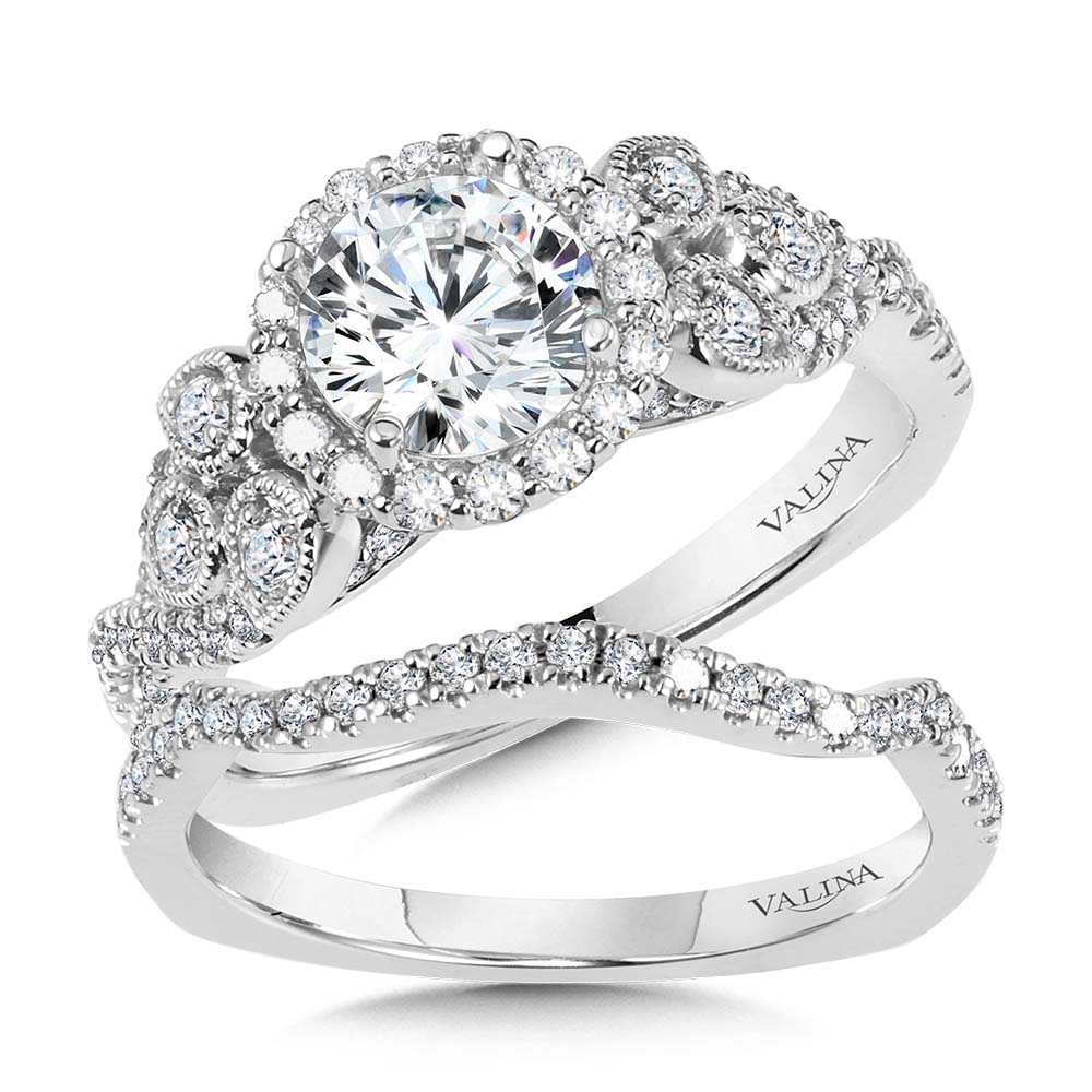Vintage Diamond Halo Engagement Ring — R1031W