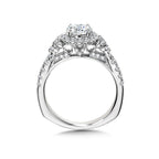 Floral-Halo Diamond Engagement Ring — R1032W