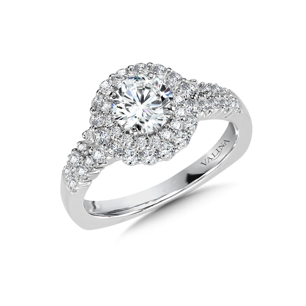 Double Halo Diamond Engagement Ring — R1034W