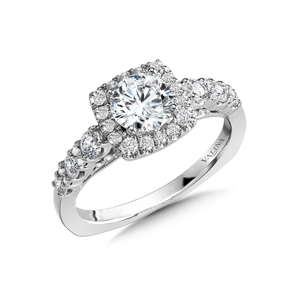 Cushion-Shaped Halo Diamond Engagement Ring — R1036W