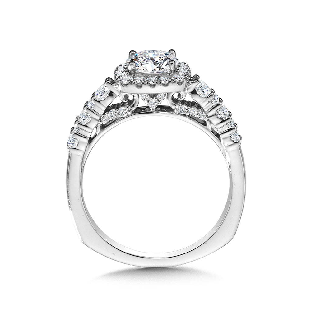 Cushion-Shaped Halo Diamond Engagement Ring — R1036W