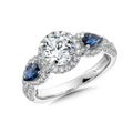 Diamond and Sapphire Halo Engagement Ring — R1048W-BSA