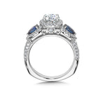 Diamond and Sapphire Halo Engagement Ring — R1048W-BSA
