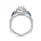 Diamond and Sapphire Halo Engagement Ring — R1051W-BSA