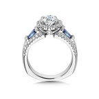 Vintage Halo Diamond and Sapphire Engagement Ring — R1052W-BSA