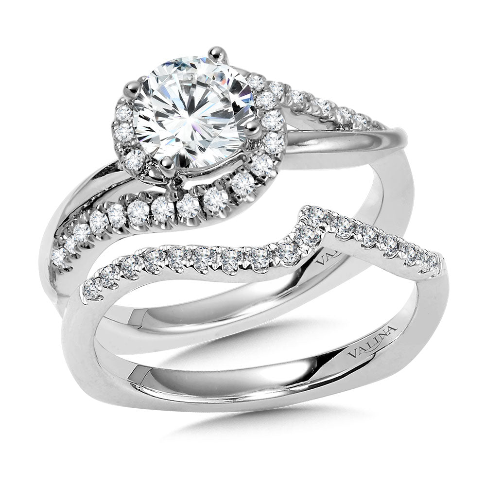 Round Spiral Diamond Engagement Ring — R1053W