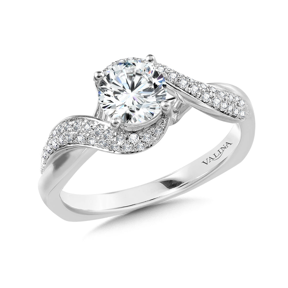 Spiral Pave Diamond Engagement Ring — R1054W