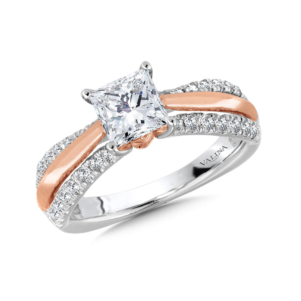 Princess-Cut Dual-Tone Diamond Engagement Ring — R1059WP