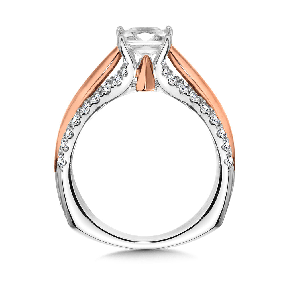 Princess-Cut Dual-Tone Diamond Engagement Ring — R1059WP