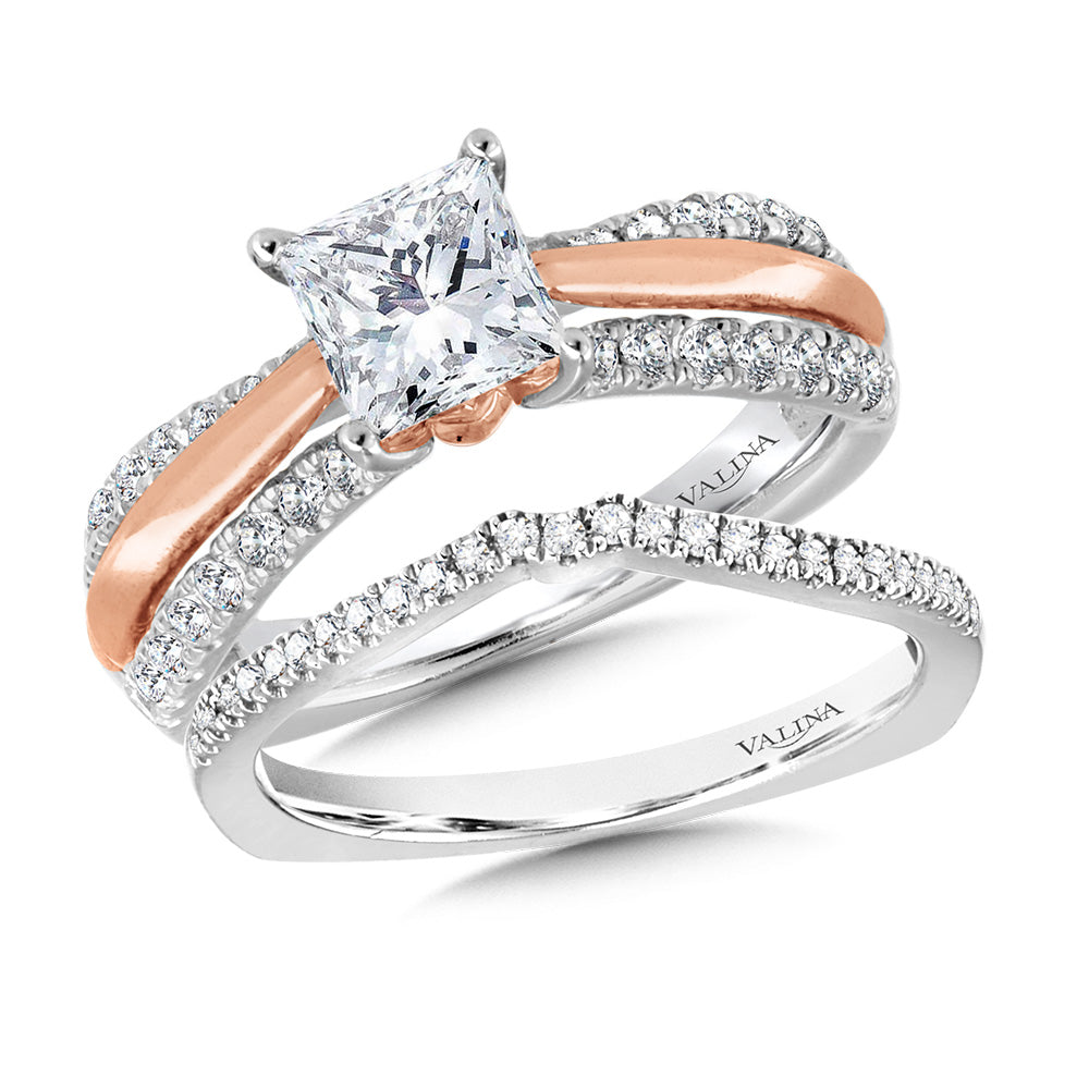 Princess-Cut Dual-Tone Diamond Engagement Ring — R1059WP
