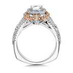 Two Tone Double Halo Diamond Engagement Ring — R1061WP
