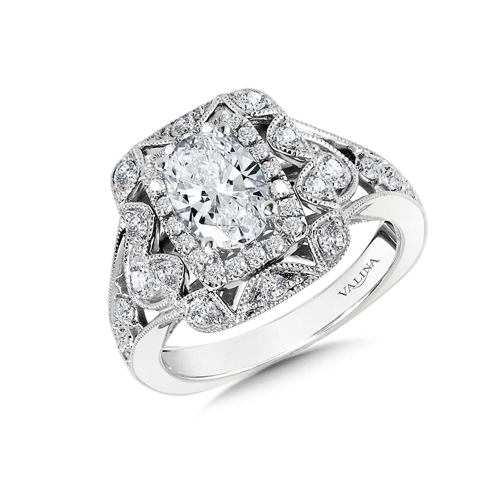 Vintage Double Halo Diamond Engagement Ring — R1063W