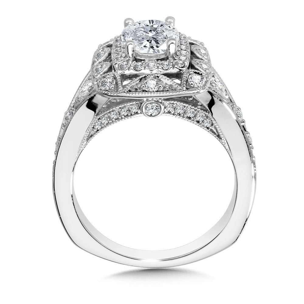 Vintage Double Halo Diamond Engagement Ring — R1063W
