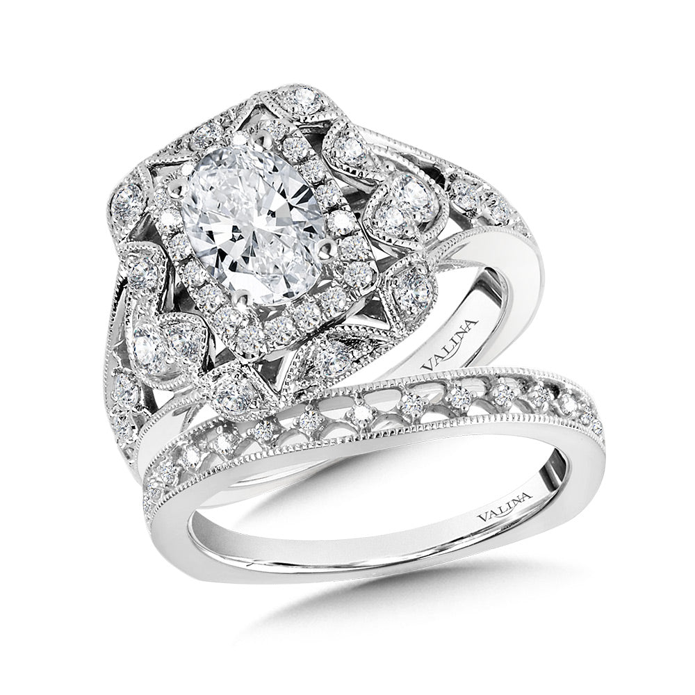 Vintage Double Halo Diamond Engagement Ring — R1063W
