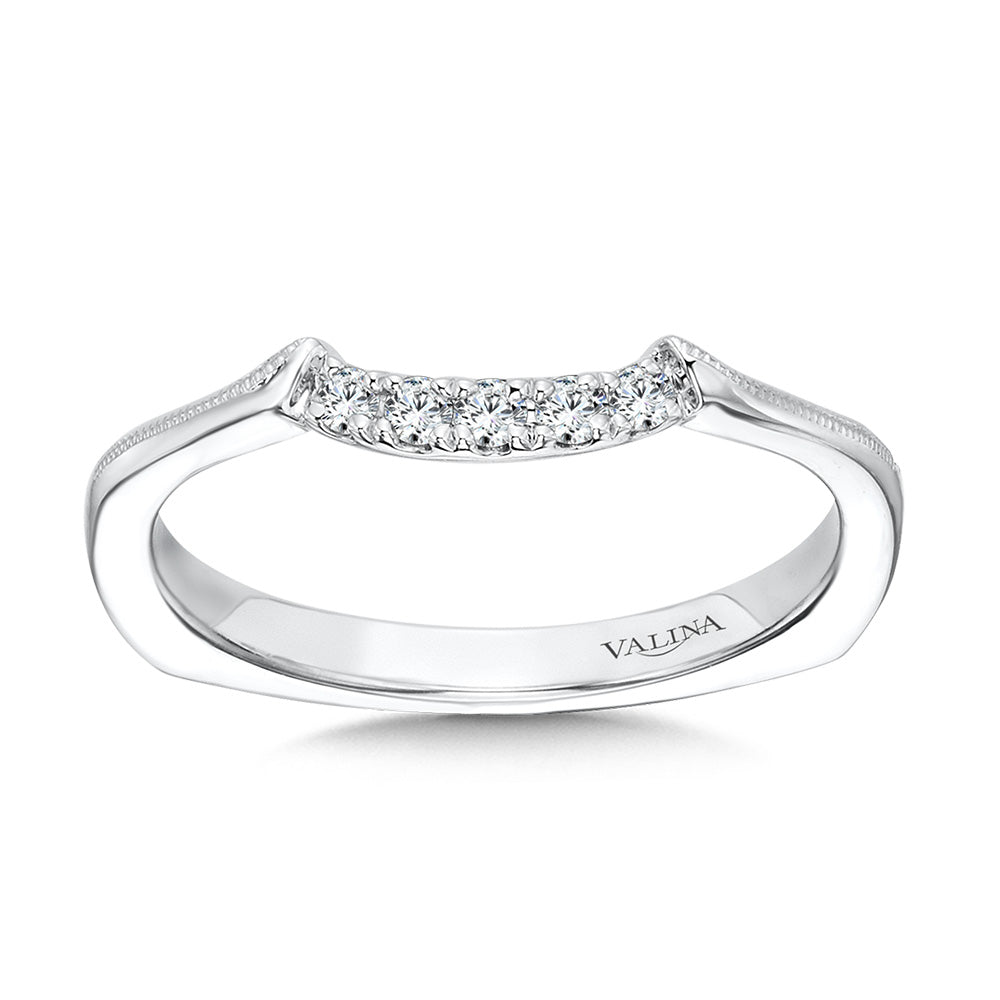 Curved Milgrain Diamond Wedding Band — R1067BW