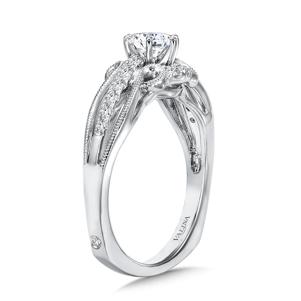 Vintage Six-Prong Milgrain Diamond Engagement Ring — R1067W