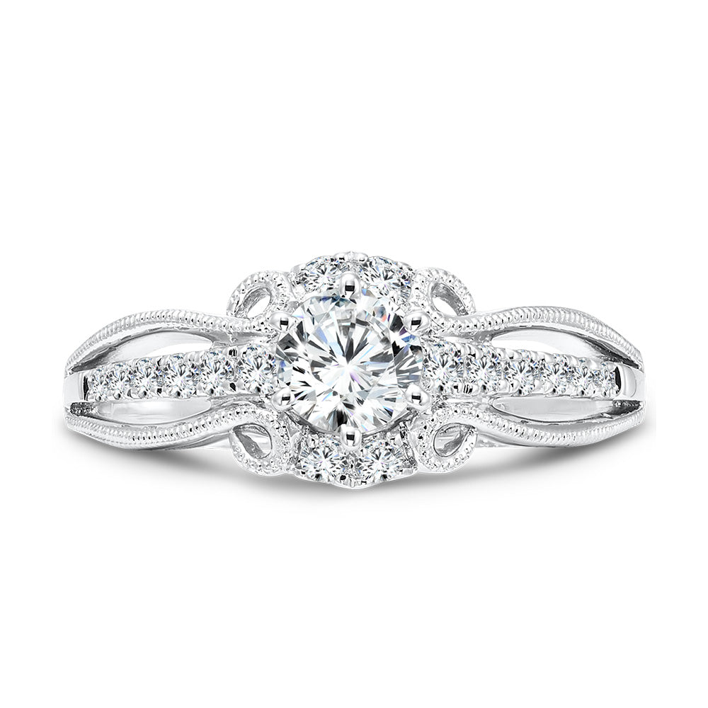 Vintage Six-Prong Milgrain Diamond Engagement Ring — R1067W