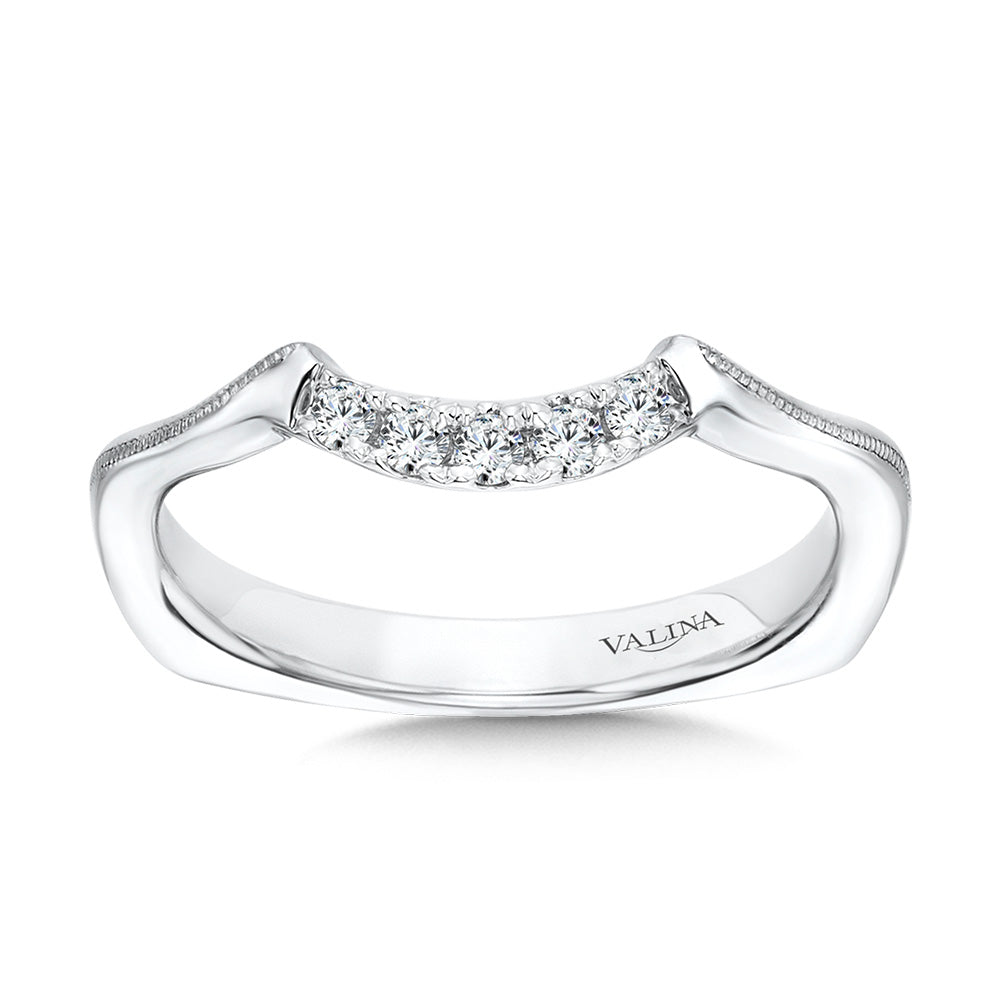 Curved Milgrain Diamond Wedding Band — R1068BW