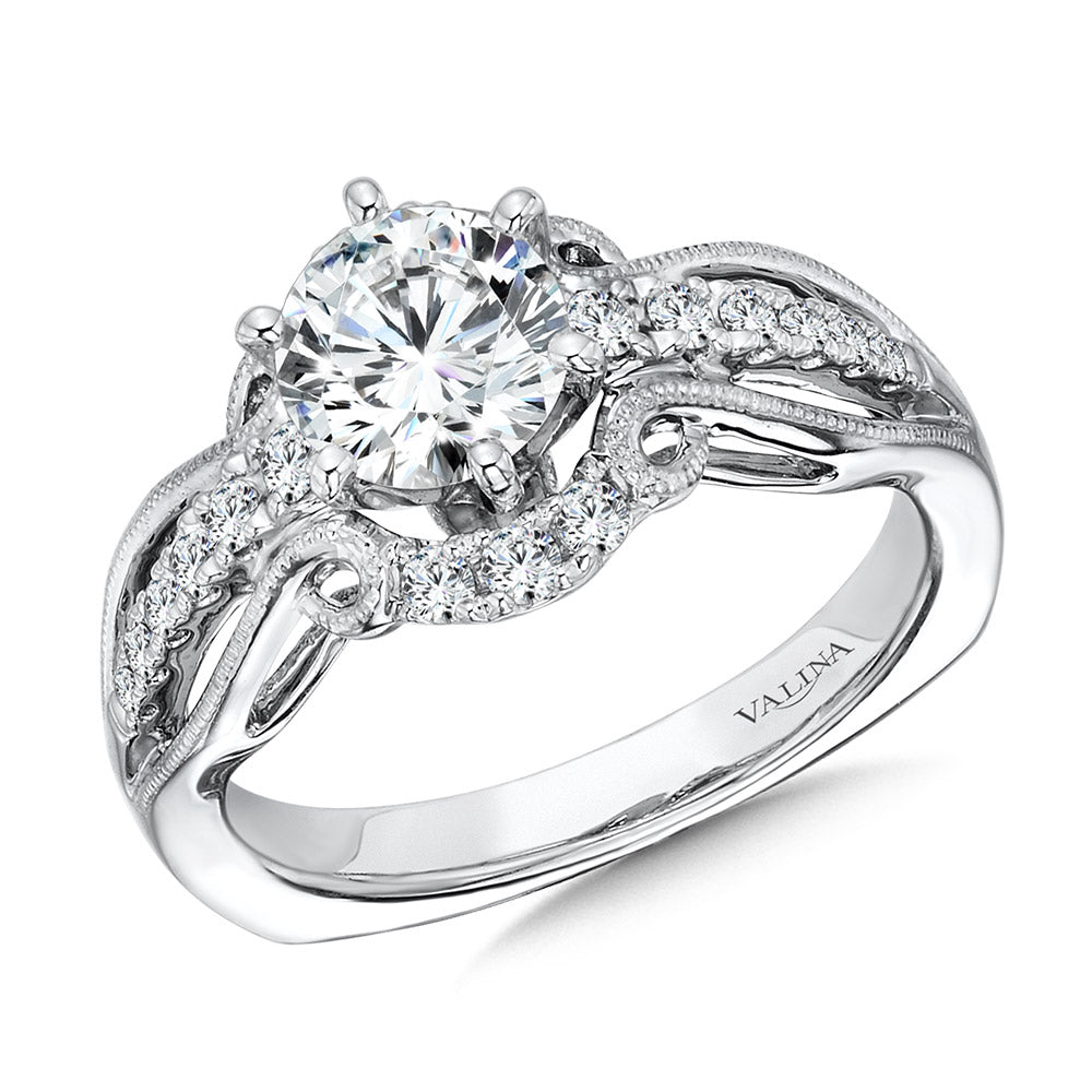 Vintage Six-Prong Milgrain Diamond Engagement Ring — R1068W
