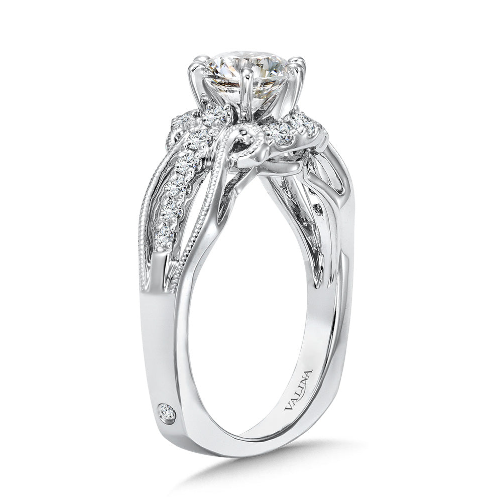 Vintage Six-Prong Milgrain Diamond Engagement Ring — R1068W